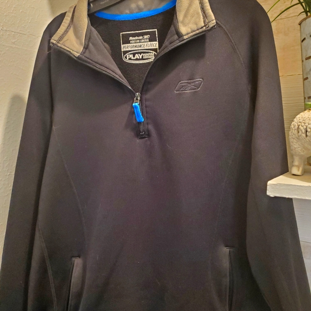 Reebok performance fleece 1/4 zip men's large black